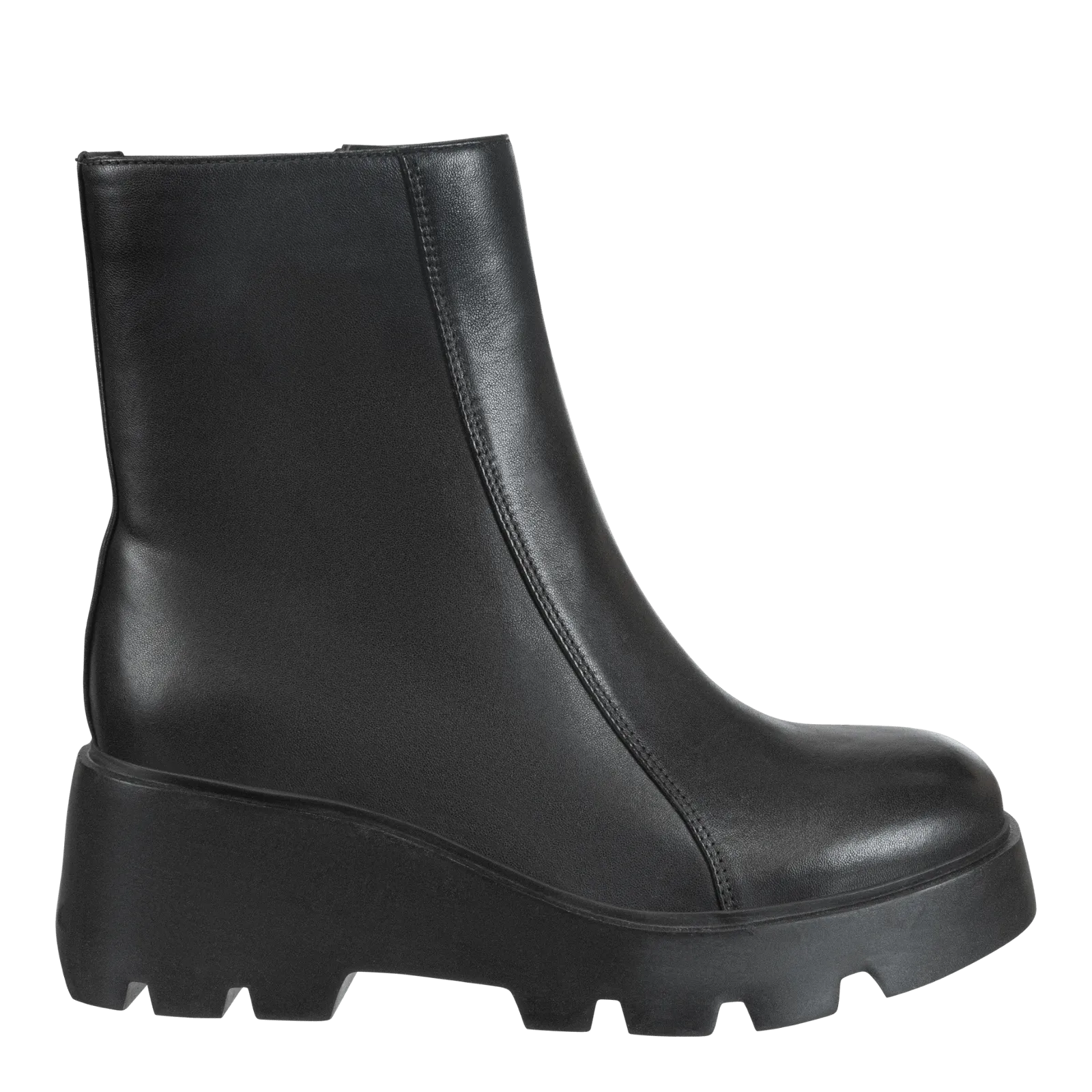XENUS in BLACK LEATHER Platform Ankle Boots