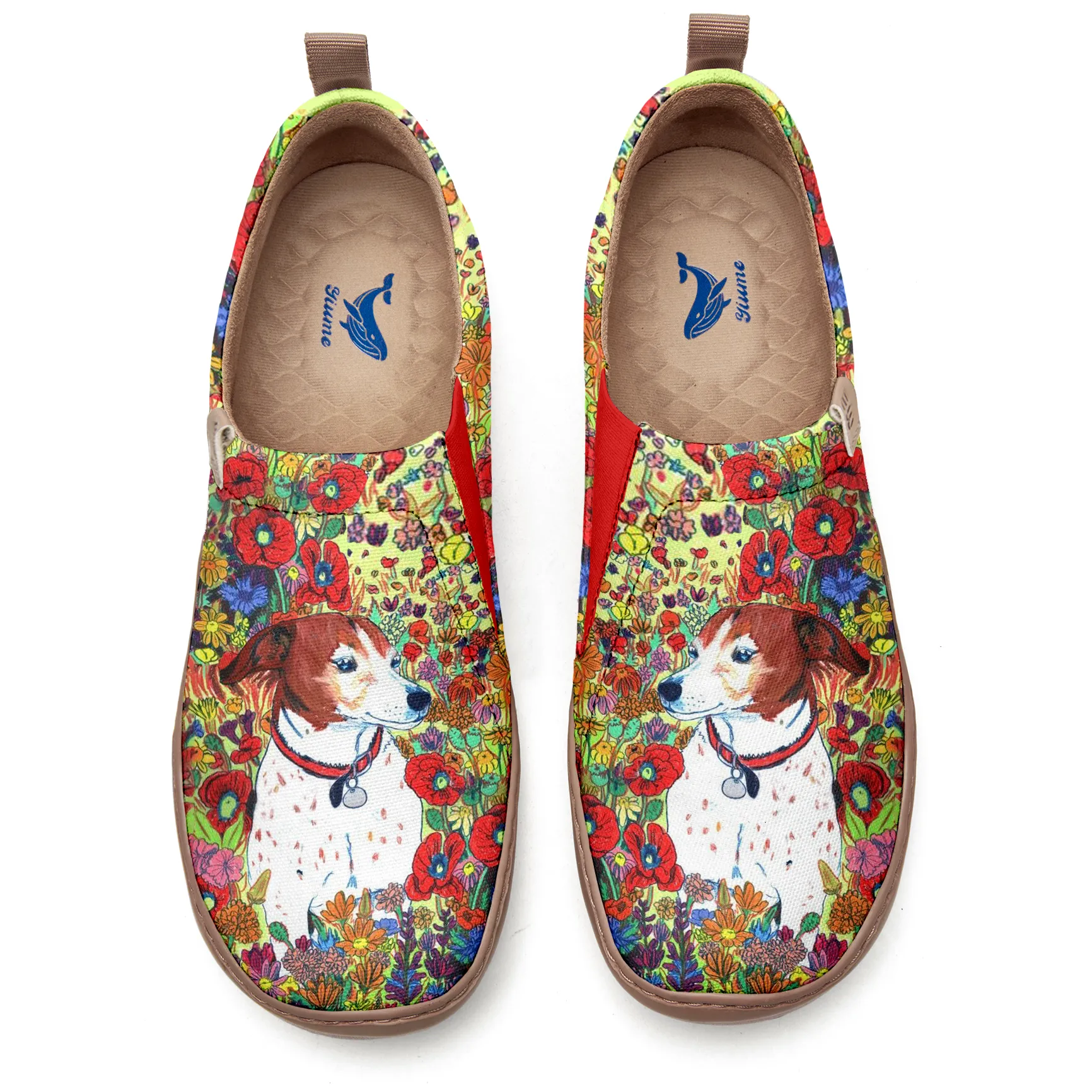 Yiume Women's Art Slip-On Casual Canvas Shoes Puppy Paradise Painted,100% Cotton
