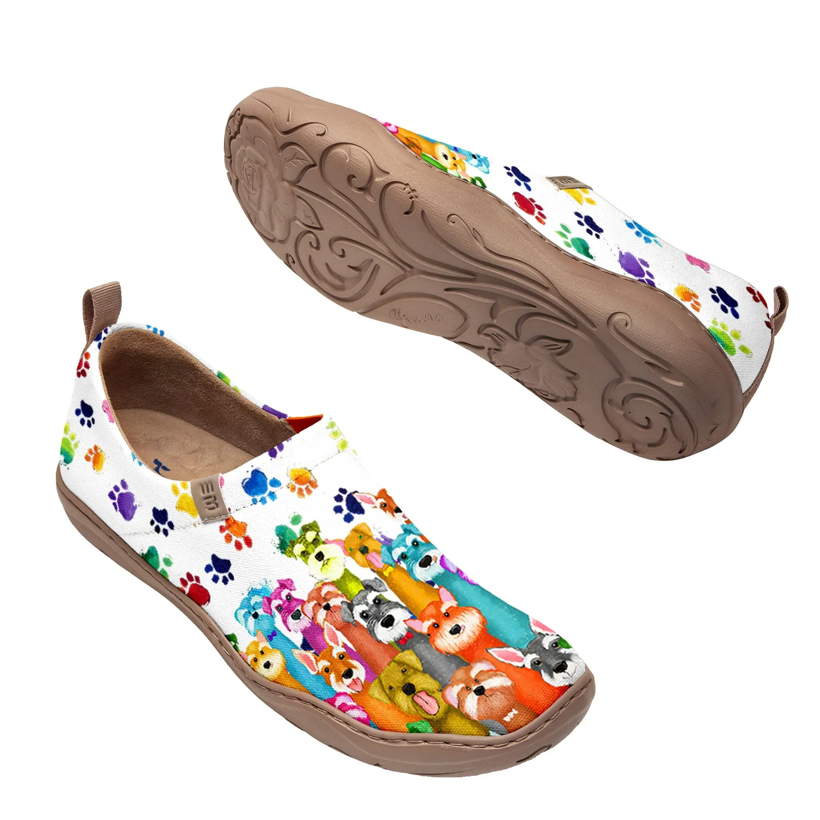 Yiume Women's Art Slip-On Casual Canvas Shoes Puppy Posse Painted,100% Cotton