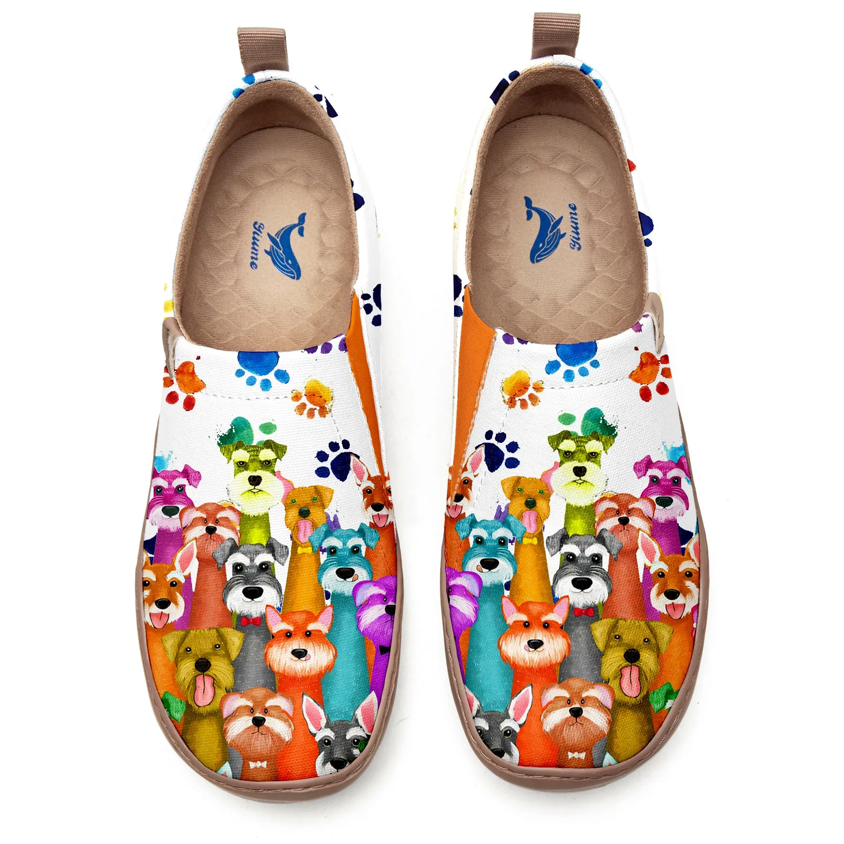 Yiume Women's Art Slip-On Casual Canvas Shoes Puppy Posse Painted,100% Cotton