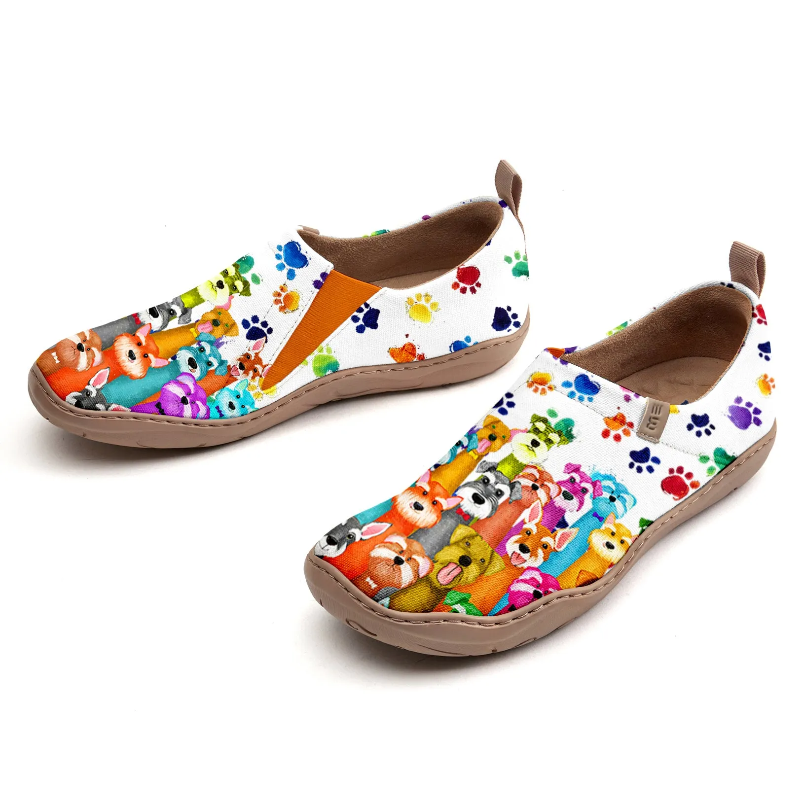 Yiume Women's Art Slip-On Casual Canvas Shoes Puppy Posse Painted,100% Cotton