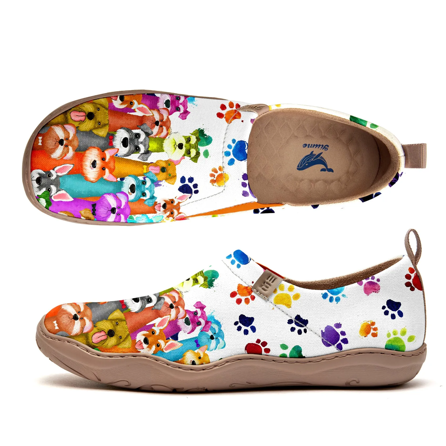 Yiume Women's Art Slip-On Casual Canvas Shoes Puppy Posse Painted,100% Cotton